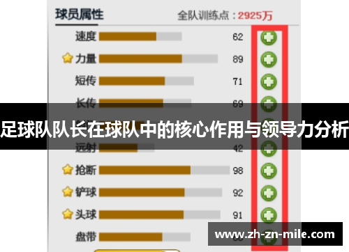 足球队队长在球队中的核心作用与领导力分析 足球队队长在球队中的核心作用与领导力分析